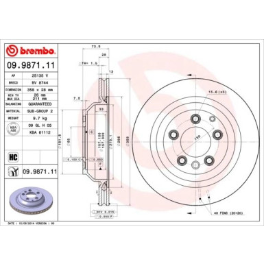 12 482 029 Bremsscheibe HA | AUDI,PORSCHE Cayenne,VW Touareg 02 | 09.9871.11