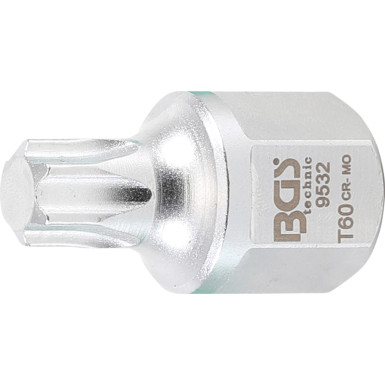 BGS Keilrippenriemen-Bit-Einsatz | Antrieb Innenvierkant 12,5 mm (1/2""""), Außensechskant SW 22 mm | T-Profil (für Torx) T60 | 9532