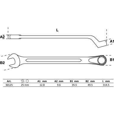 BGS Maul-Ringschlüssel, gekröpft | SW 25 mm | 30125