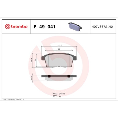 BREMBO Bremsklötze HA | MAZDA CX-7, CX-9 06-14 | P 49 041