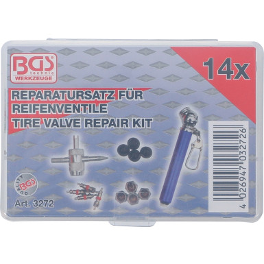 BGS Reparatursatz für Reifenventile | 14-tlg | 3272