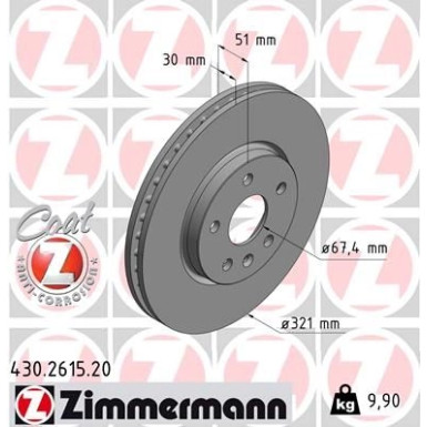 ZIMMERMANN Bremsscheibe | 430.2615.20