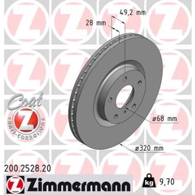 ZIMMERMANN Bremsscheibe | 200.2528.20