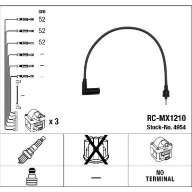 RC-MX1210 NGK | Zündkabelsatz | WARTBURG 353 66 | 4954