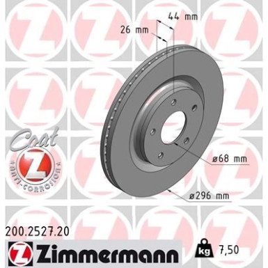 ZIMMERMANN Bremsscheibe | 200.2527.20