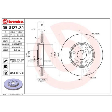 72 481 059 Bremsscheibe VA | RENAULT Megane II 05 | 09.8137.31