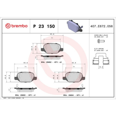 BREMBO Bremsklötze HA | FIAT 500L 12 | P 23 150