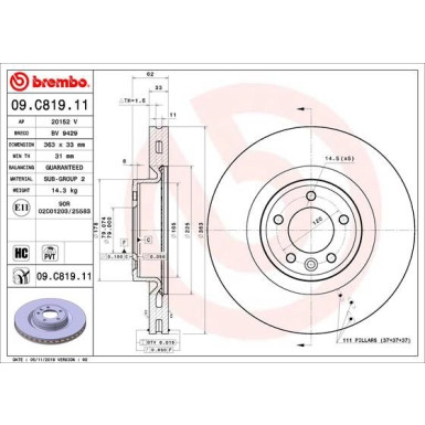 Bremsscheibe VA | LAND ROVER | 09.C819.11