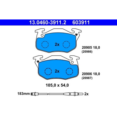 Bremsbelagsatz Renault P. Clio/Espace/Rapid 84-98 | 13.0460-3911.2