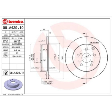 82 482 041 Bremsscheibe HA | TOYOTA RAV4 06 | 08.A429.11