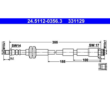 ATE Bremsschlauch | 24.5112-0356.3