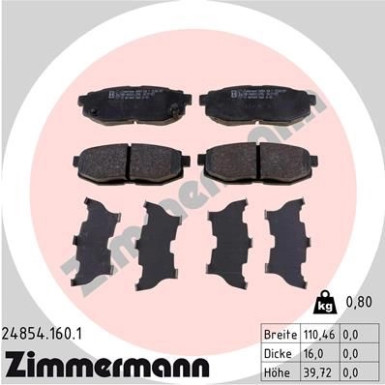 ZIMMERMANN Bremsbeläge | 24854.160.1