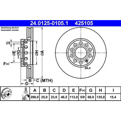 Bremsscheibe Vw S. A100/A4/A6/Passat 96-/A8 99 | 24.0125-0105.1