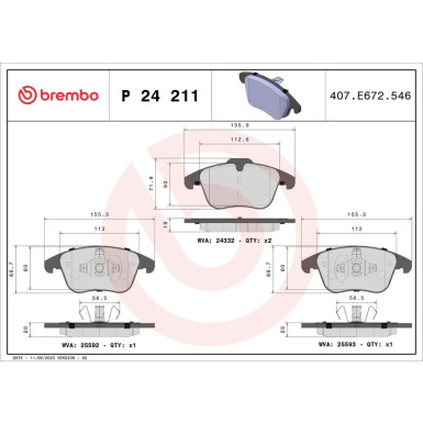 BREMBO Bremsklötze VA | FORD Mondeo 15 | P 24 211