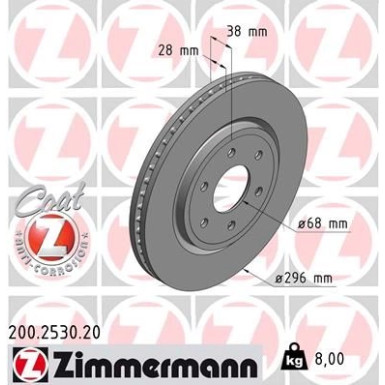 ZIMMERMANN Bremsscheibe | 200.2530.20