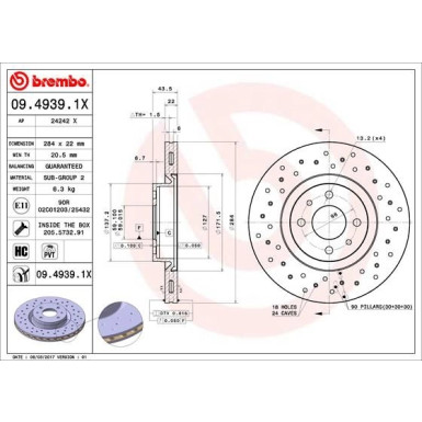 Bremsscheibe VA Xtra | CITROEN FIAT PEUGEOT 08 | 09.4939.1X