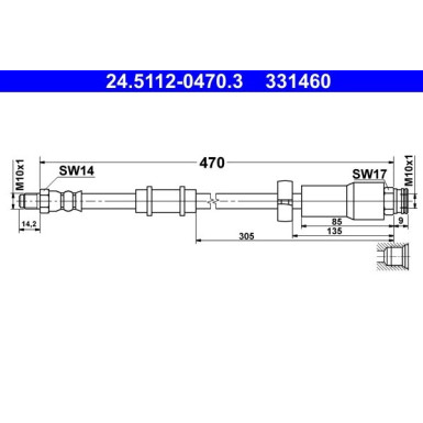 ATE Bremsschlauch | 24.5112-0470.3