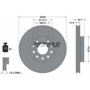 Bremsscheibe Vw P. Golf 5/A3/Octavia/Caddy/Touran 288X25Mm | 92120805