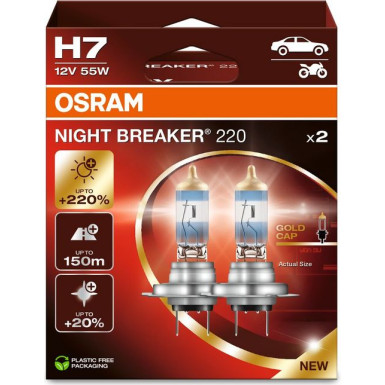 Osram | H7 12V 55W PX26d NIGHT BREAKER® 220 +220% 2 St | 64210NB220-2HB