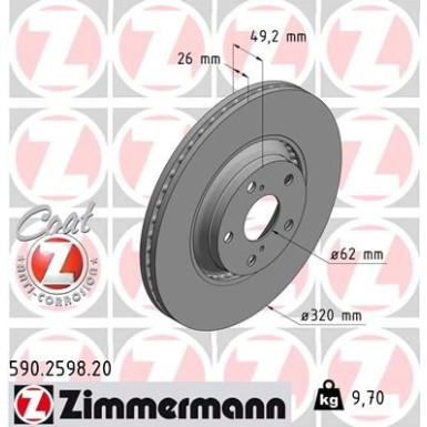 ZIMMERMANN Bremsscheibe | 590.2598.20