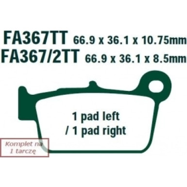 Bremsbelagsatz Moto. Kawasaki Kx 250 F (4T) (06-08) Yamaha Wr 250 (4T) (03-06) | MXS367