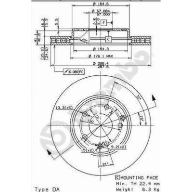 15 481 041 Bremsscheibe VA | MERCEDES W202,W203,W210,R170 95 | 09.8411.11