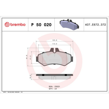 BREMBO Bremsklötze HA | MERCEDES G-Klasse Sprinter VW LT-28-46 06 | P 50 020