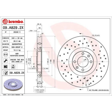 Bremsscheibe VA Xtra | CITROEN, PEUGEOT 308 10 | 09.A829.2X