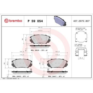 BREMBO Bremsklötze VA | OPEL Insignia 08-17 | P 59 054