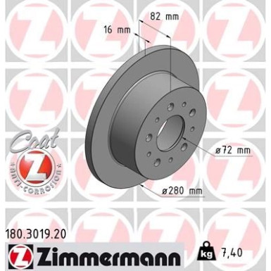 ZIMMERMANN Bremsscheibe | 180.3019.20