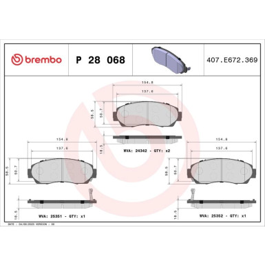 BREMBO Bremsklötze VA | HONDA CR-V 12 | P 28 068