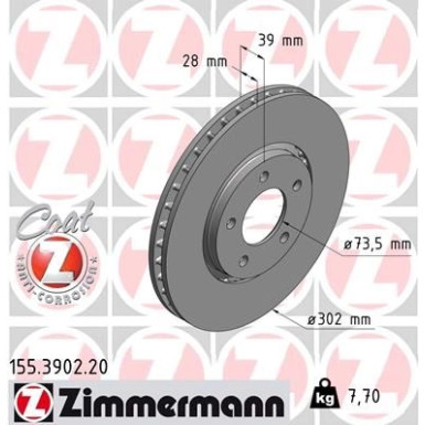 ZIMMERMANN Bremsscheibe | 155.3902.20