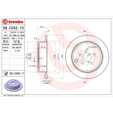 88 482 014 Bremsscheibe HA | SUBARU Impreza 08 | 08.C252.11