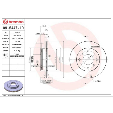 85 481 026 Bremsscheibe VA | NISSAN Primera 90 | 09.5447.10