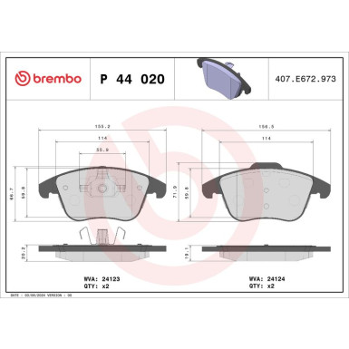 BREMBO Bremsklötze VA | RANGE ROVER Evoque 11 | P 44 020