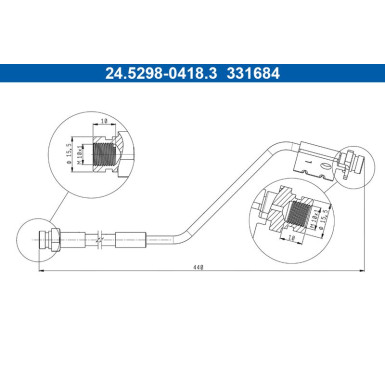 ATE Bremsschlauch | 24.5298-0418.3