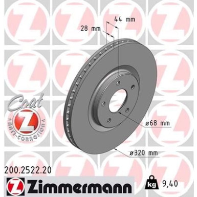 ZIMMERMANN Bremsscheibe | 200.2522.20