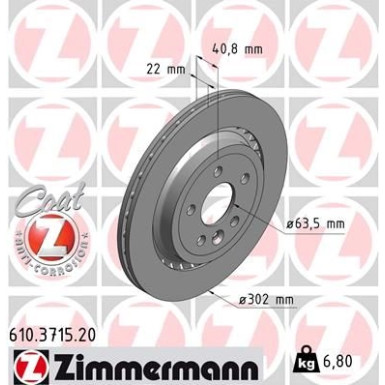 ZIMMERMANN Bremsscheibe | 610.3715.20