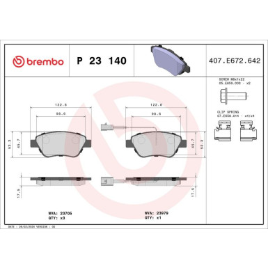 BREMBO Bremsklötze VA | FIAT Stilo,Nemo,Bipper 02 | P 23 140