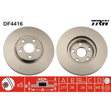 Bremsscheibe Toyota P. Avensis | DF4416