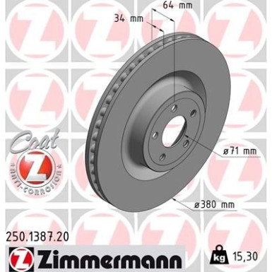 ZIMMERMANN Bremsscheibe | 250.1387.20