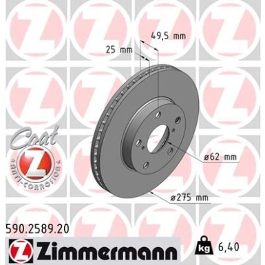 ZIMMERMANN Bremsscheibe | 590.2589.20