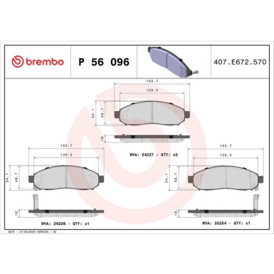 BREMBO Bremsklötze VA | NISSAN Leaf 10 | P 56 096