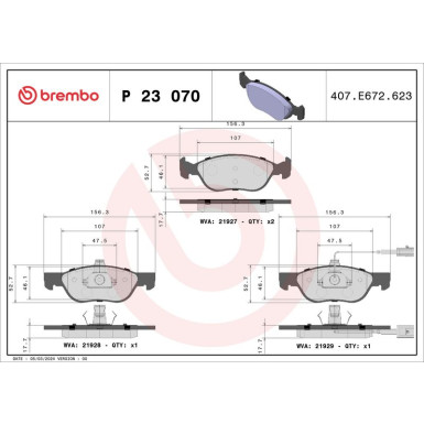 BREMBO Bremsklötze VA | ALFA 145, 146 FIAT Brava 95-07 | P 23 070