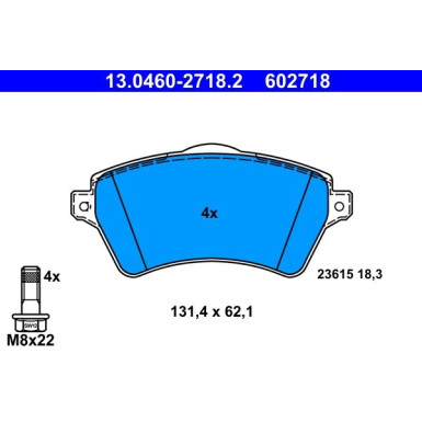 Bremsbelagsatz Land Rover P. Freelander 1.8-2.5 V6 4X4 00-06 | 13.0460-2718.2