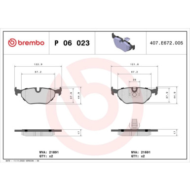 BREMBO Bremsklötze HA | BMW 5 95-04 | P 06 023