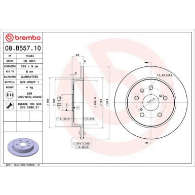 40 482 027 Bremsscheibe HA | FIAT Sedici/SUZUKI SX4 06 | 08.B557.10