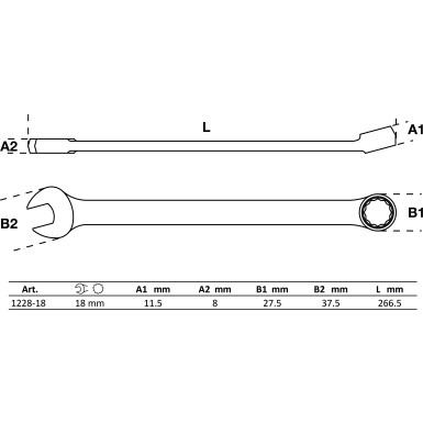 BGS Maul-Ringschlüssel | extra lang | SW 18 mm | 1228-18