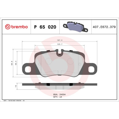 BREMBO Bremsklötze HA | PORSCHE Panamera 09 | P 65 020