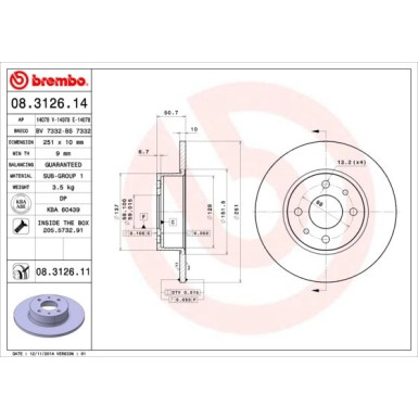 40 482 001 Bremsscheibe HA | ALFA,FIAT,LANCIA 88 | 08.3126.11